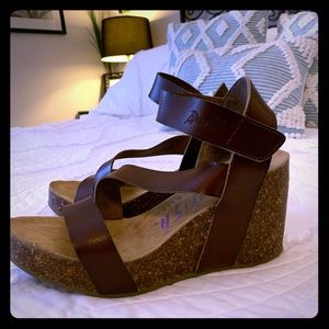 Blowfish Brown Wedge Sandals